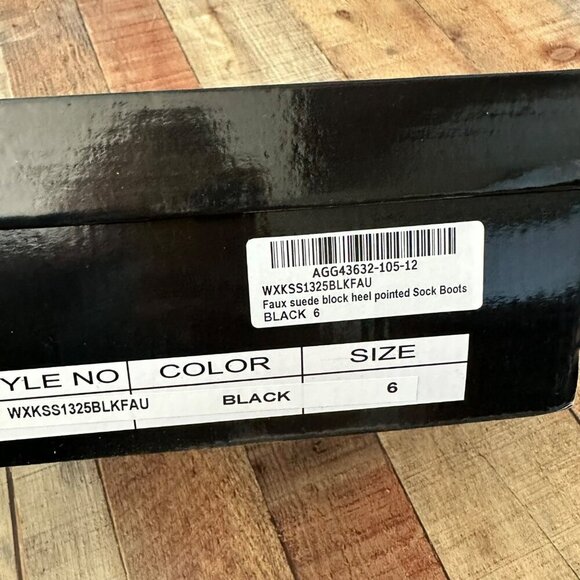 Nasty Gal Black Faux Suede Block Heel Pointed Toe Sock Boots Size 6 - Picture 2 of 12